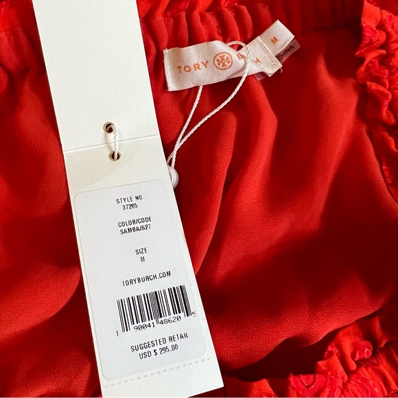 $295 NWT Samba Red-Orange Tory Burch Tiered Skirt - Picture 6 of 6